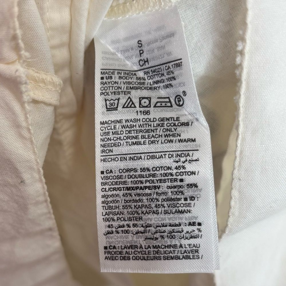 Old Navy Embroidered Flutter-Sleeve Swing Dress small cotton blend white black - Picture 6 of 8